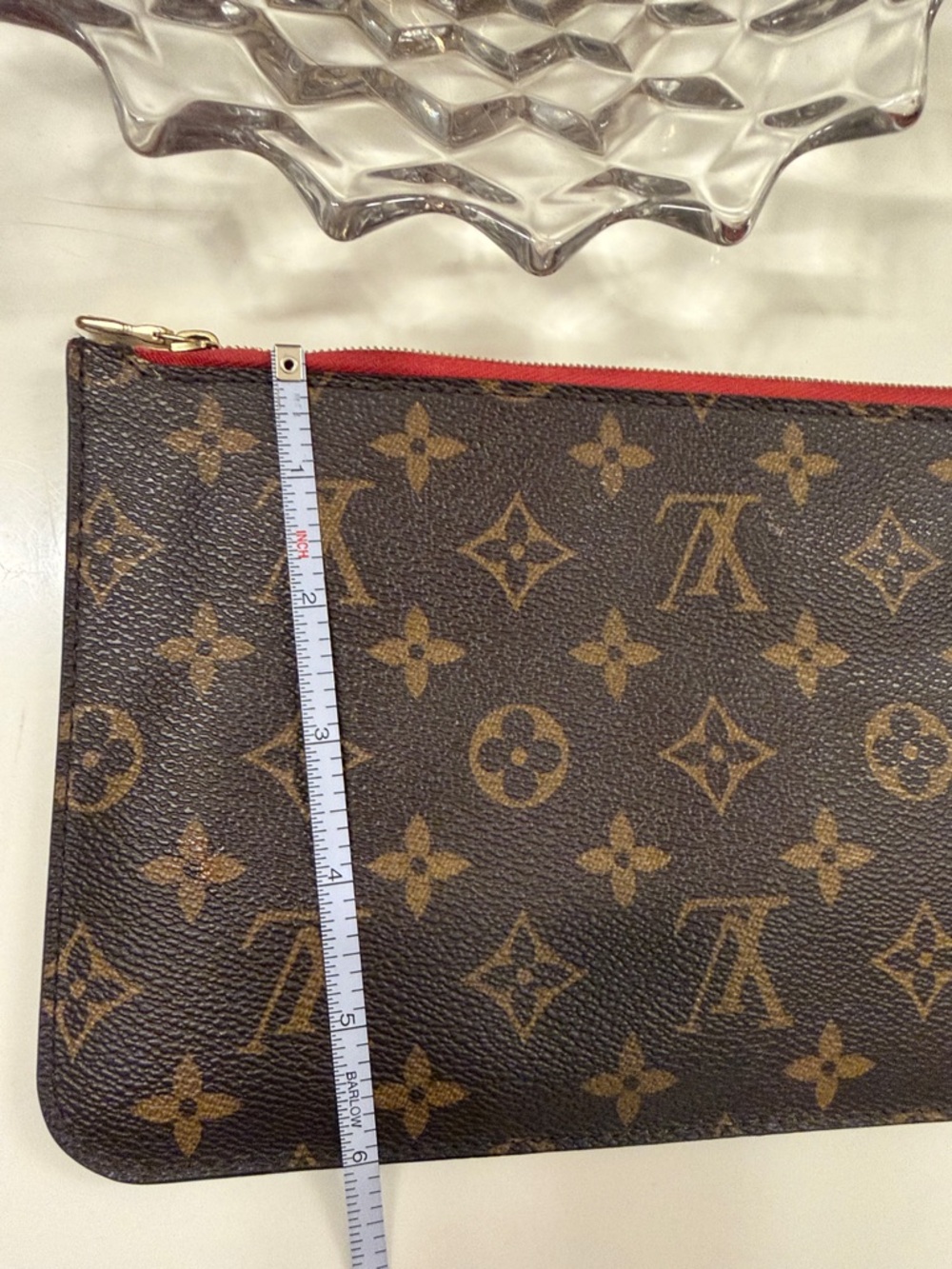 Louis Vuitton Monogram wristlet  with Red Trim and Gold Hardware - Picture 17 of 17